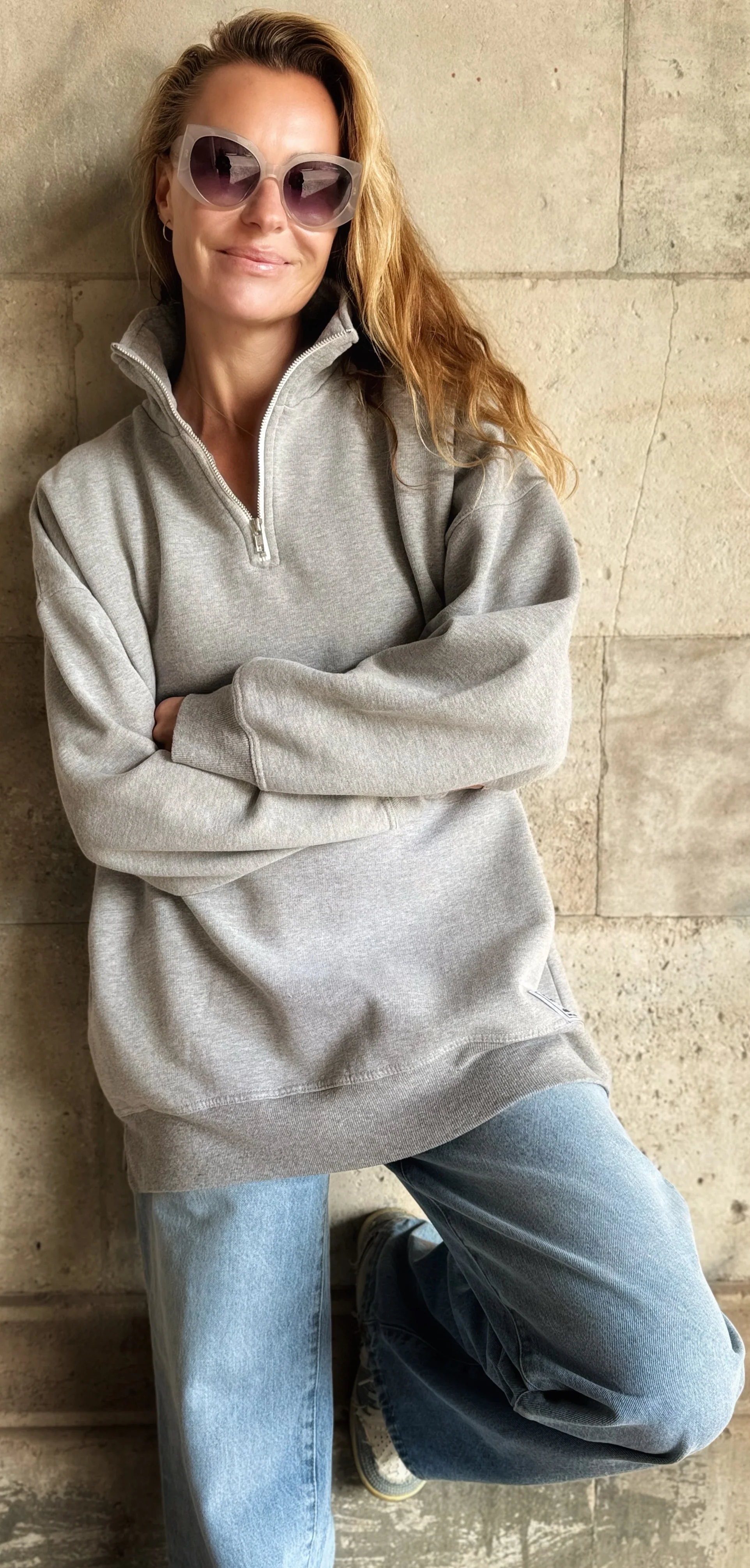 DIANA ZIP NECK - Grey Marl - Image 3