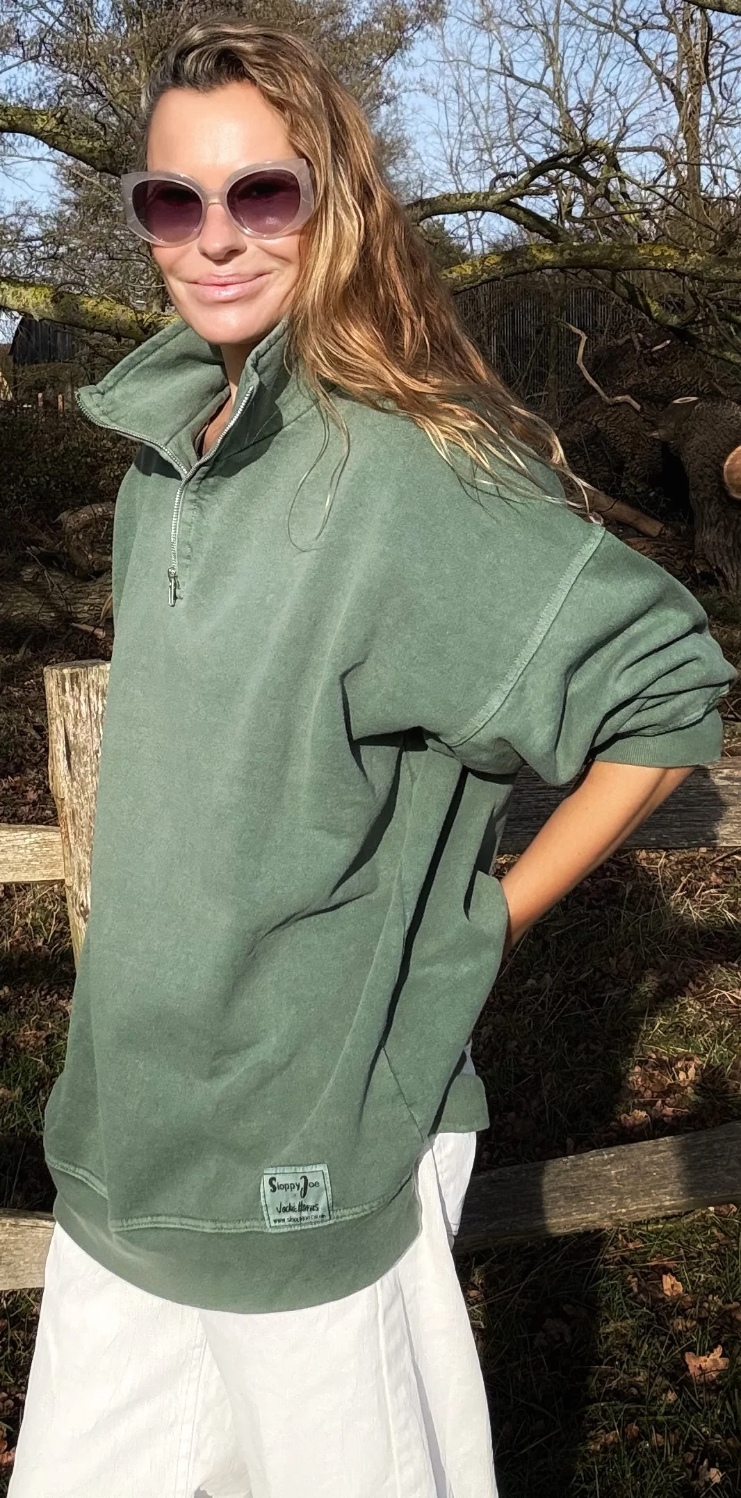 DIANA ZIP NECK - Olive Green - Image 3