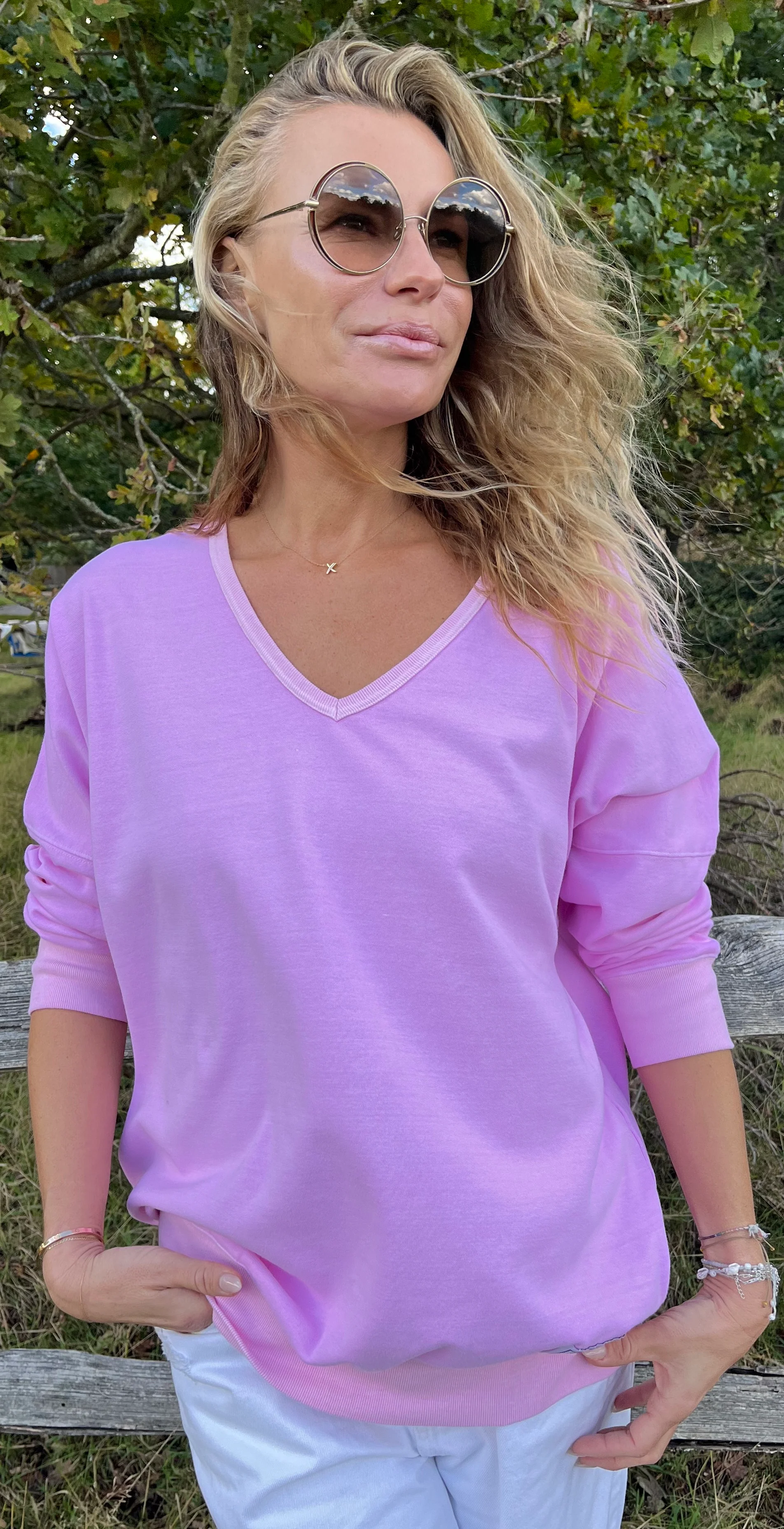 Raglan V Neck - Miami Pink - Image 3